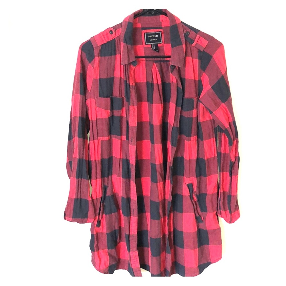 Long plaid button up shirt